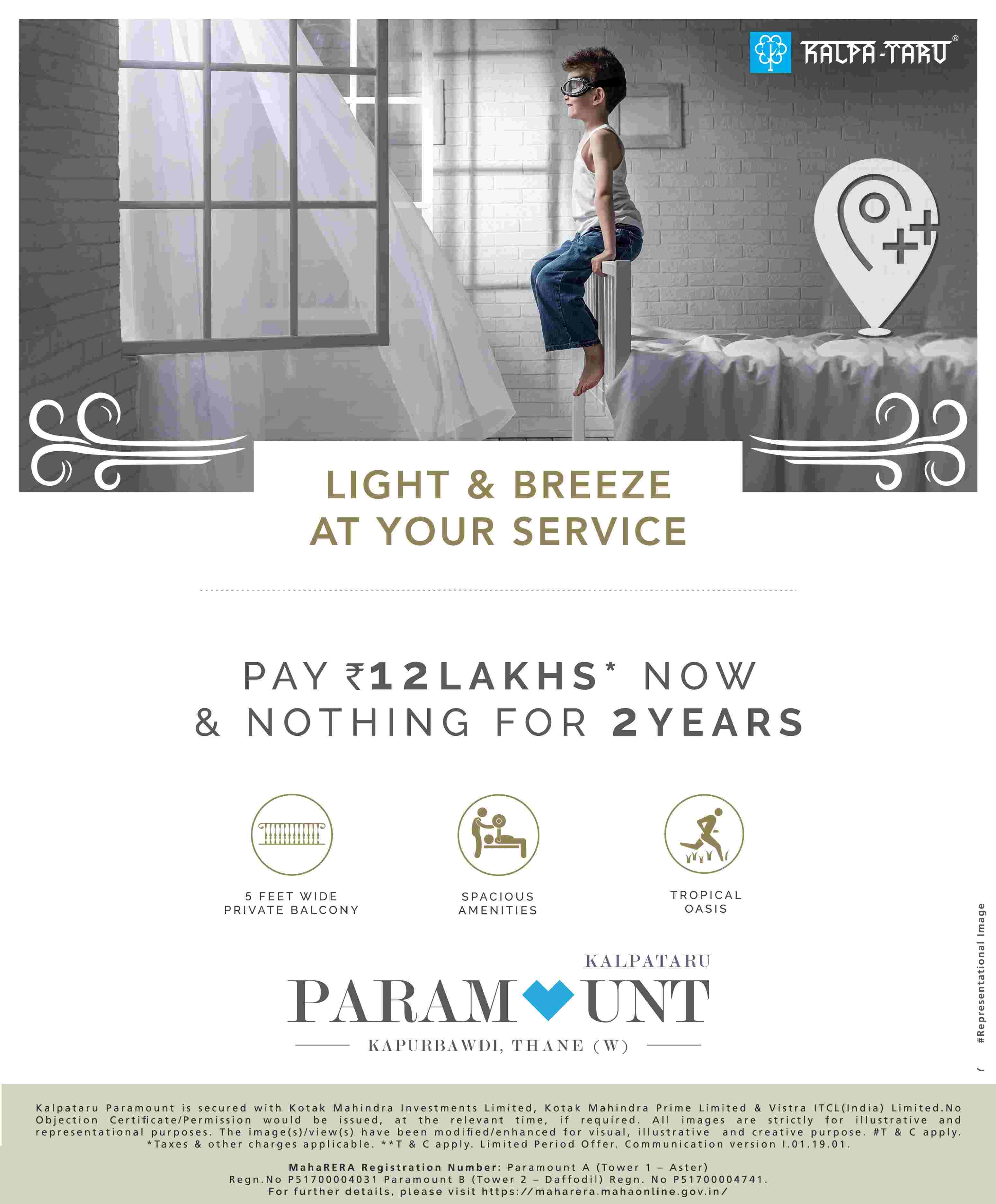 Pay Rs 12 Lakhs now and nothing for 2 years at Kalpataru Paramount in Thane West, Mumbai